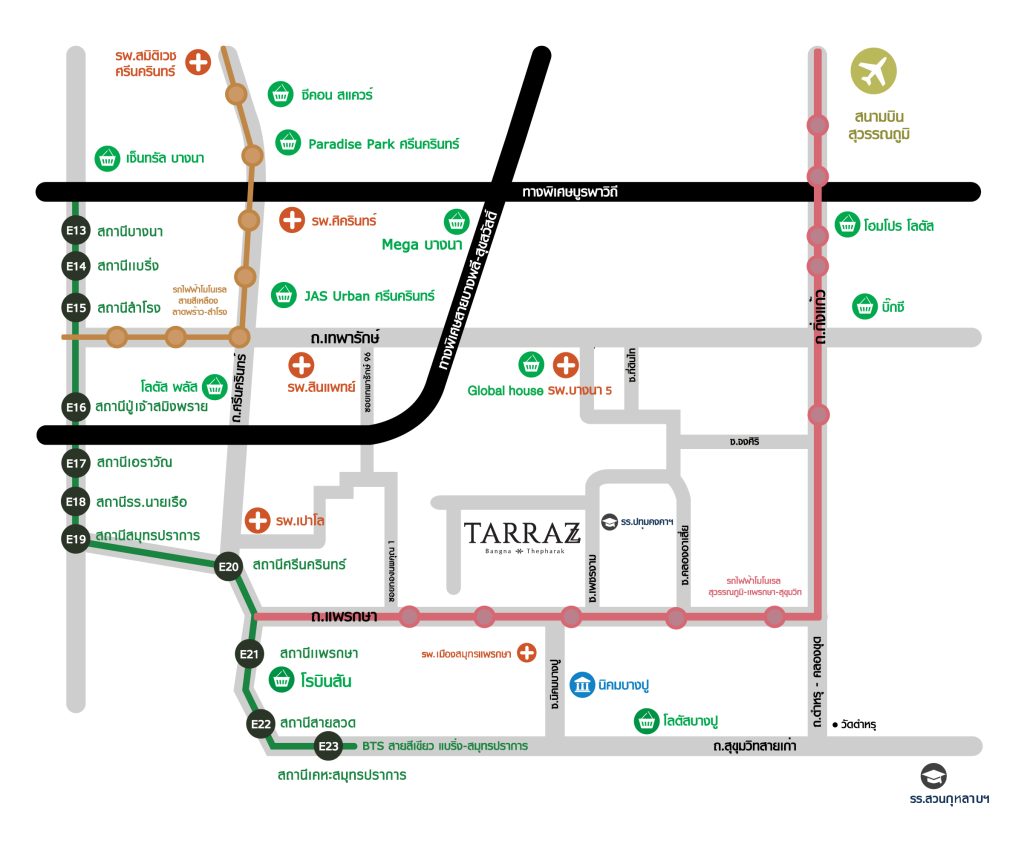 แผนที่โครงการ TARRAZZ Bangna-Thepharak บางนา-เทพารักษ์